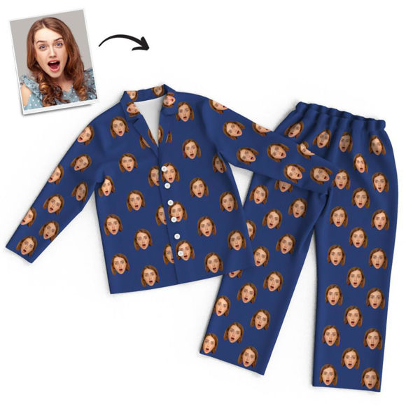 Imagen de Conjunto completo de pijamas de cara personalizados mangas largas