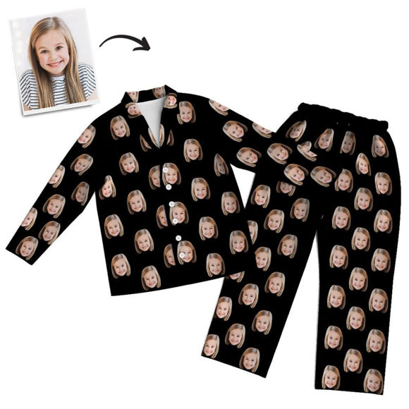 Imagen de Conjunto completo de pijamas de cara personalizados mangas largas