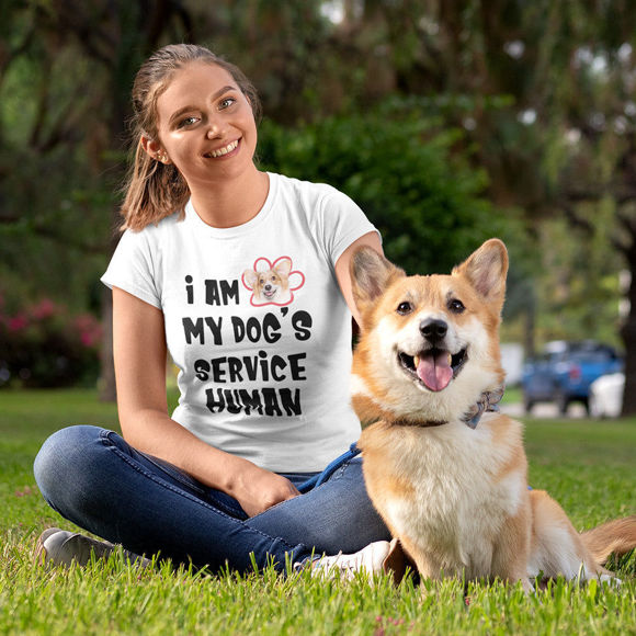 Bild von Ich bin Service-menschliches Haustier-Liebhaber-T-Shirt des Hundes