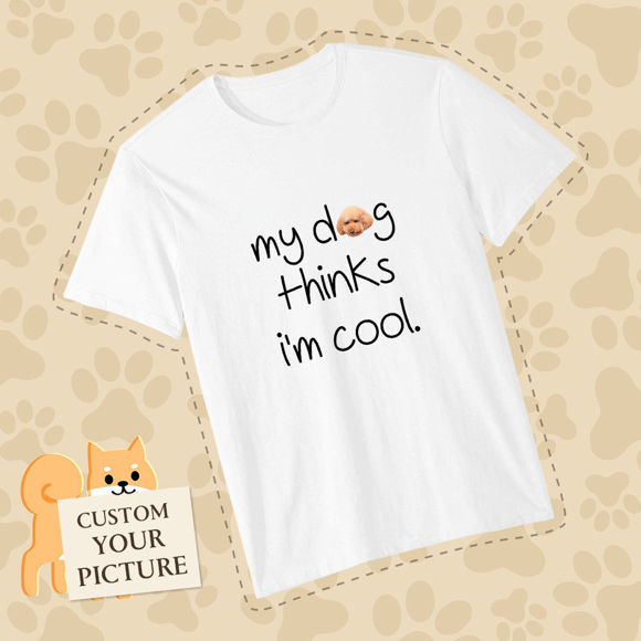 Bild von Mein Hund denkt, dass ich cooles Haustier-Liebhaber-T-Shirt bin