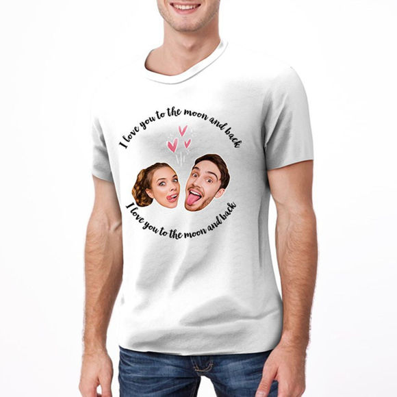 Imagen de Camiseta de avatar de pareja personalizada - Te amo hasta la luna y de regreso