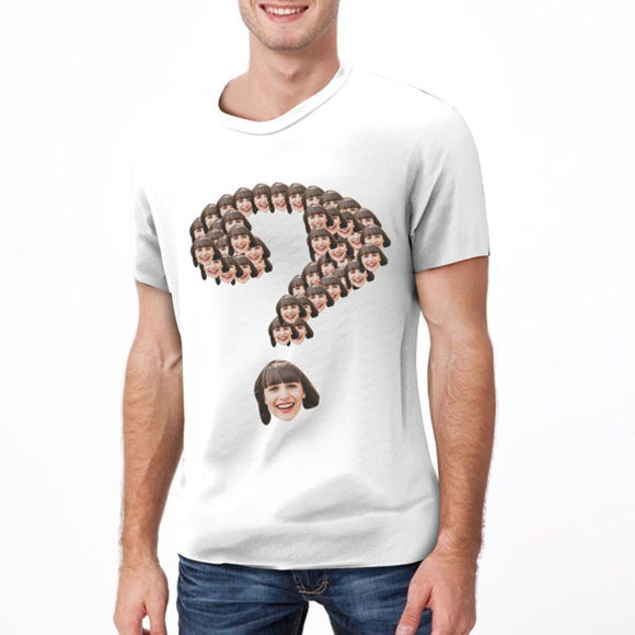 Imagen de Camiseta de cara de repetición de signo de interrogación divertido personalizado
