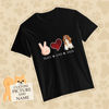 Picture of Custom Pet Lovers T Shirts Peace And Love Personalized Pet Picture And Name