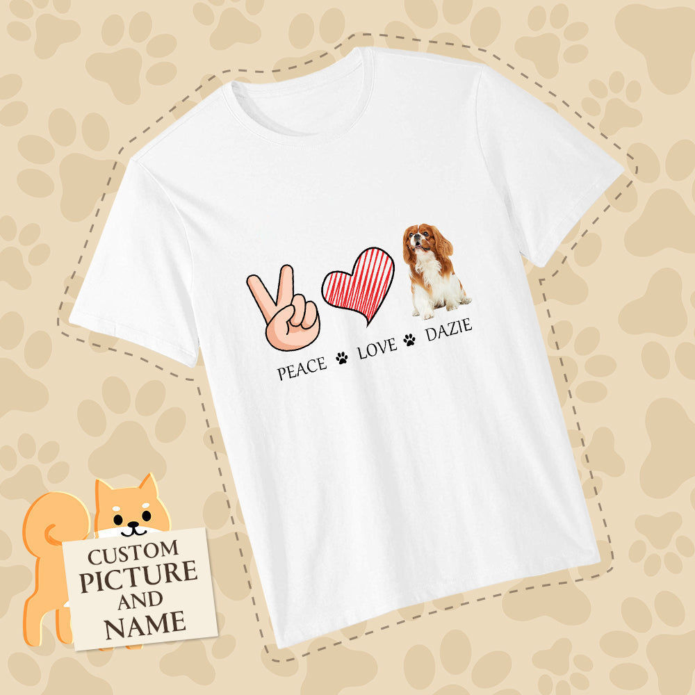 Custom Pet Lovers T Shirts Peace And Love Personalized Pet Picture And ...