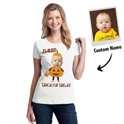 Image de T-shirts d'Halloween personnalisés Trick or Treat personnalisé votre adorable photo et nom de bébé