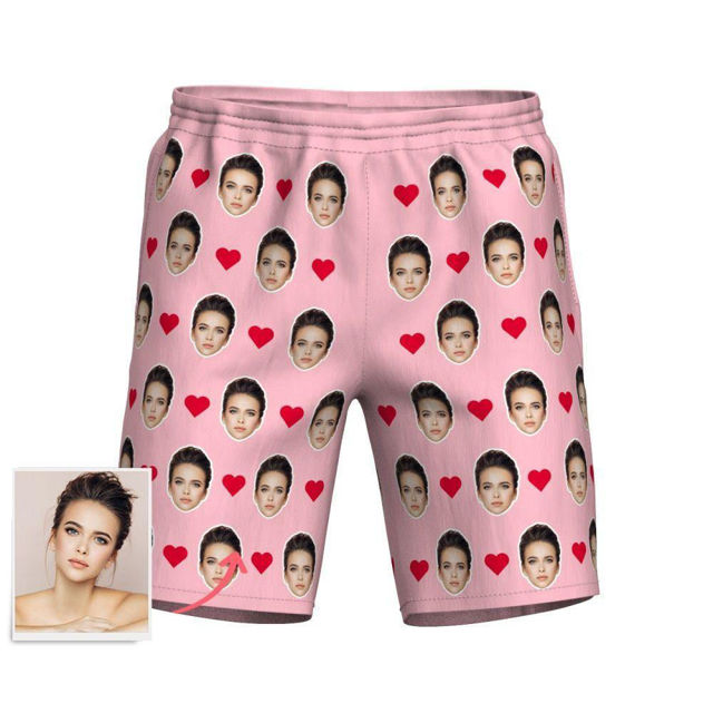 Picture of Custom Photo Beach Short for Men - Personalized with Your Lovely Photo - Multi Faces Quick Dry Swim Trunk, for Father's Day Gift or Boyfriend etc.