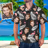 Bild von Custom Face Foto Hawaii Shirt - Custom Face Shirt Herren Hawaiihemd Flamingos & Feder - Beach Party T-Shirts als Urlaubsgeschenke - Beste Geschenke