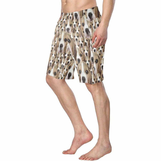 Picture of Custom Photo Face Men's Beach Pants - Personalized with Pet Face Copy - Multi Faces Quick Dry Swim Trunk, for Father's Day Gift or Boyfriend etc.