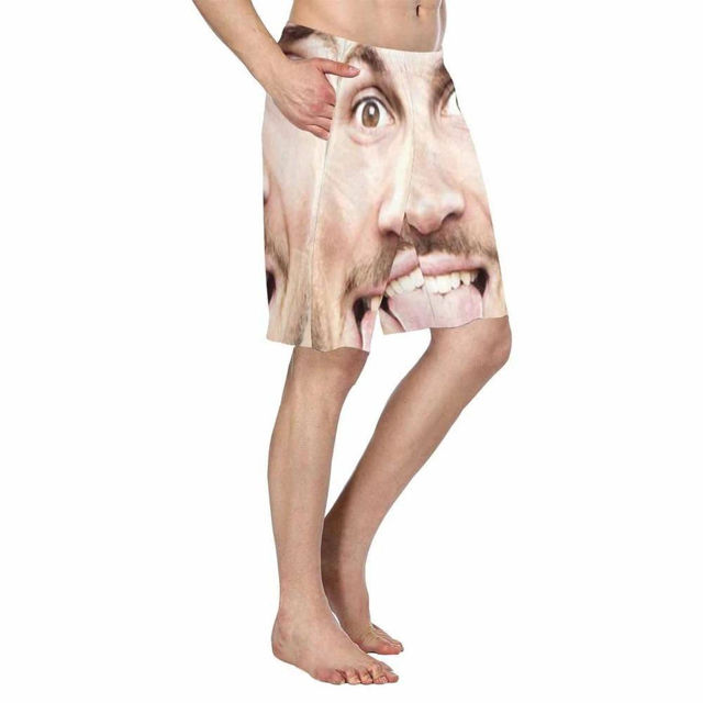 Picture of Custom Photo Beach Short for Men - Personalized Face Photo with Big Head - Customized Quick Dry Swimming Trunk as Best Gift for Father or Boyfriend etc.