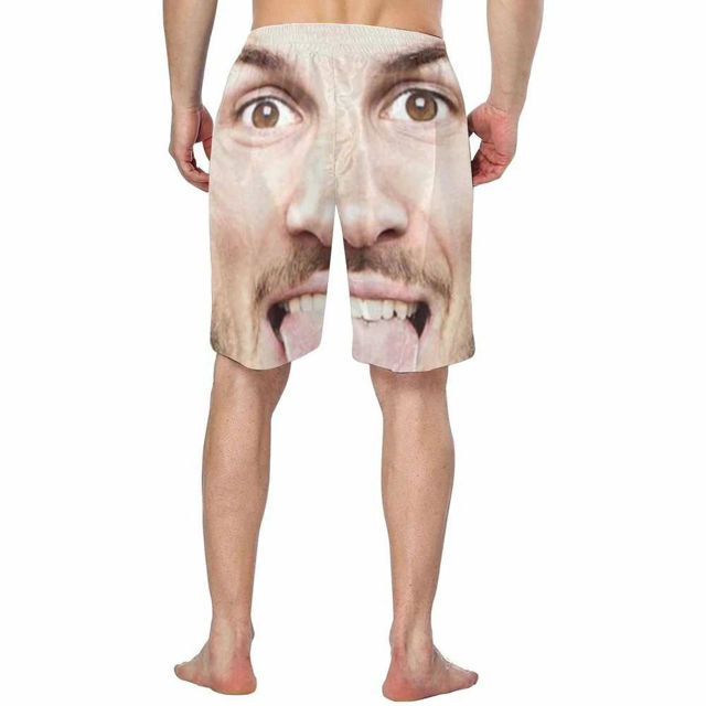 Picture of Custom Photo Beach Short for Men - Personalized Face Photo with Big Head - Customized Quick Dry Swimming Trunk as Best Gift for Father or Boyfriend etc.