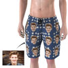 Imagen de Pantalones de playa para hombre con cara de foto personalizada, cara personalizada con estrellas pequeñas, bañador de secado rápido con varias caras, regalo del día del padre o novio, etc.