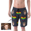 Bild von Die Farbquadrat-Herz-Gesicht Drawstring-Strand-Kurzschluss-Hosen der kundenspezifischen Männer