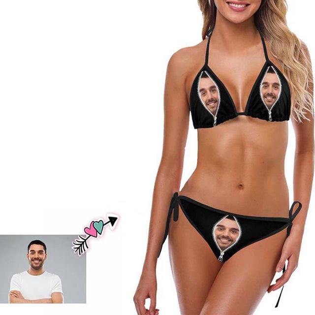 Picture of Custom Zipper Face Photo Bikini for Women