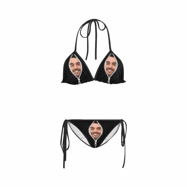 Picture of Custom Zipper Face Photo Bikini for Women