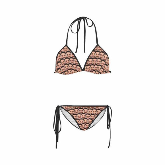 Imagen de Traje de baño de dos piezas de Bikini de mujer con foto de cara de copia personalizada