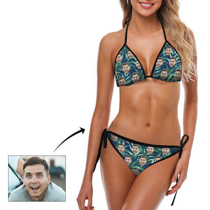 Picture of Custom Face Photo Leaves Women's Bikini Two Piece Bathing Suit