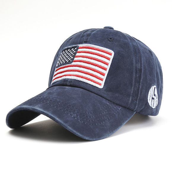 Picture of USA Flag Vintage Cotton Baseball Cap with Distressed Unisex Hat