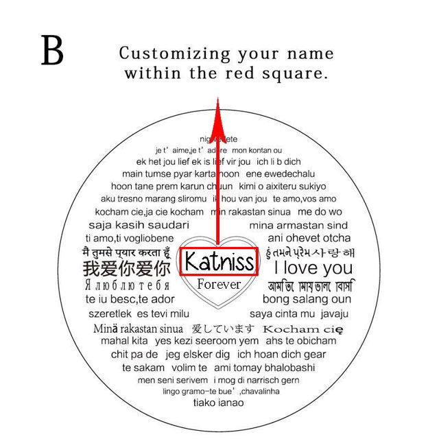 Picture of I Love You 100 Languages Necklace Custom Photo Projection Necklace
