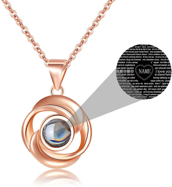 Picture of Personalized Projection Photo Rotate Necklaces for Women