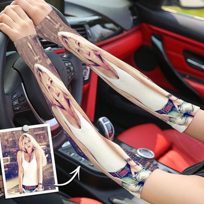 Image de Manches de bras de petite amie avec photo imprimée Couvertures UV de protection contre le soleil
