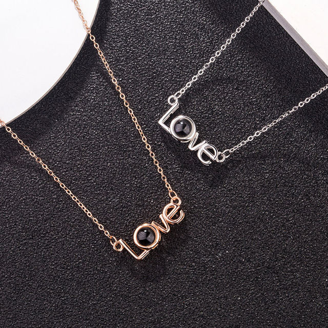 Picture of 100 Languages I Love You Projection Photo Pendant Necklace
