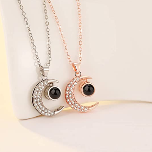Picture of Magic Moon Ward Pendant Charm Projection Necklace