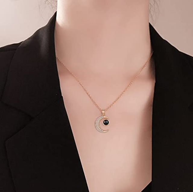 Picture of Magic Moon Ward Pendant Charm Projection Necklace