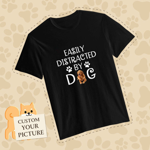Imagen de Facilmente distratto dalla maglietta degli amanti degli animali domestici della maglietta del cane