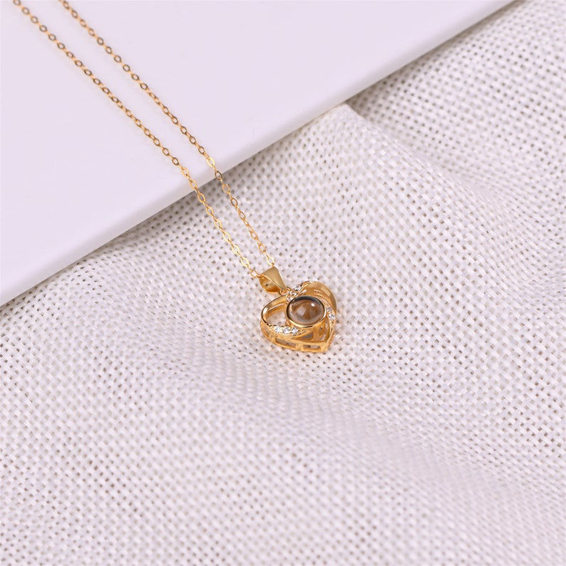 Custom Projection Image Necklace with Heart Pendant Personalized