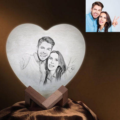 Picture of Personalized 3D Photo Heart Moon Lamp with Touch Control Valentines Day Gift (15cm-20cm)