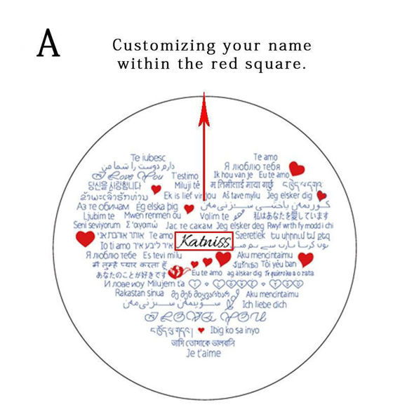 Bild von Ich liebe dich Halskette in 100 Sprachen Projektionskette Rundes Herz