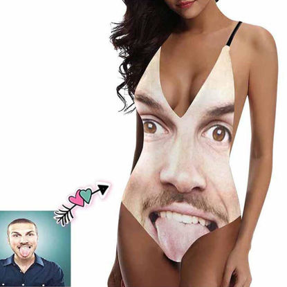 Picture of Custom Funny Face Photo Women's Bikini One Piece Bathing Suit