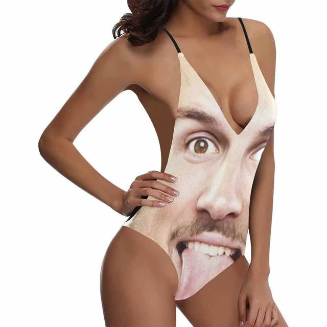 Picture of Custom Funny Face Photo Women's Bikini One Piece Bathing Suit