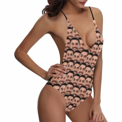 Imagen de Traje de baño de una pieza de bikini de mujer con foto divertida de cara personalizada