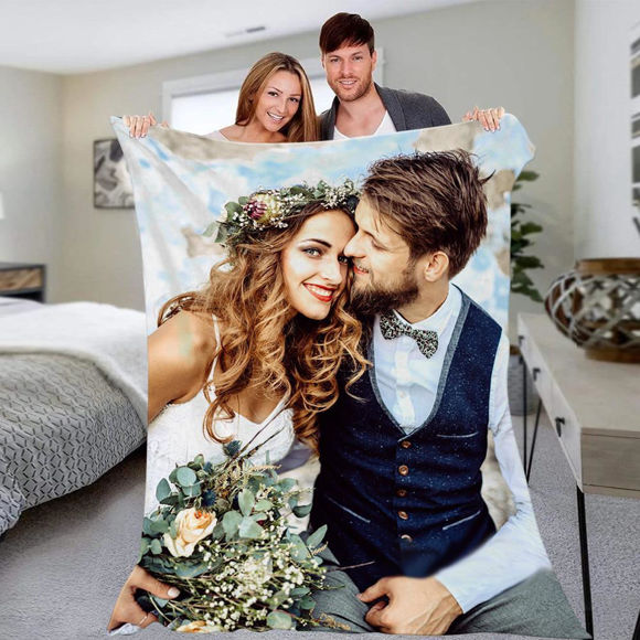 Picture of Customized Blankets For Gifts - Anniversary Gift Personalized Photo Blanket Couple Blanket Wedding Picture Custom Blanket Best Gift For Her