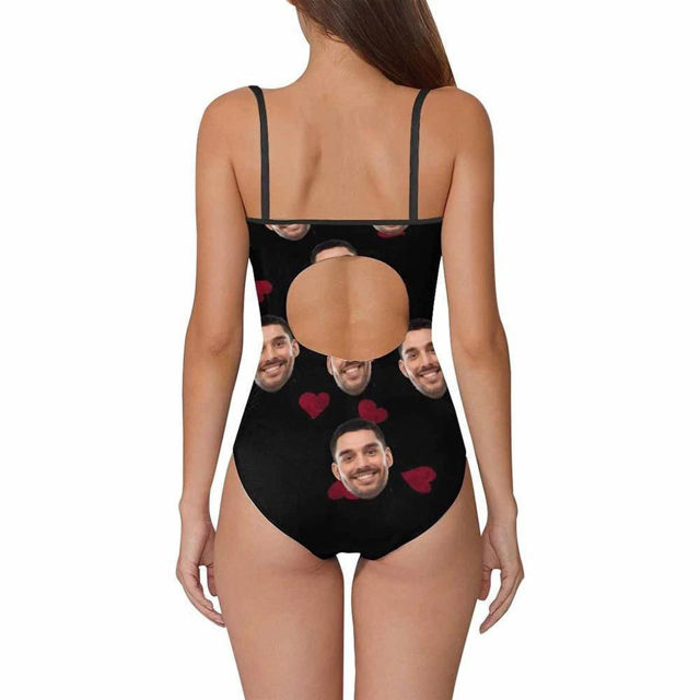 Picture of Custom Face  Photo  Love Heart Women's Bikini One Piece Bathing Suit