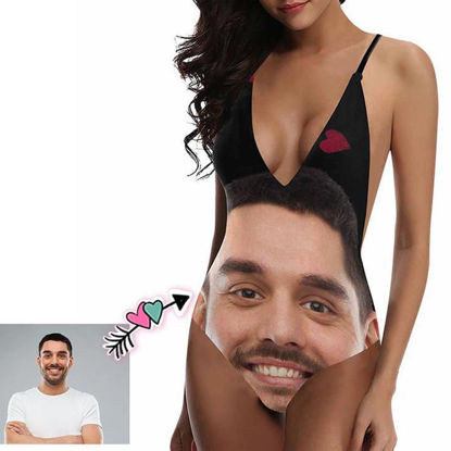 Immagine di Personalizza il costume da bagno intero bikini da donna faccia buffa con foto