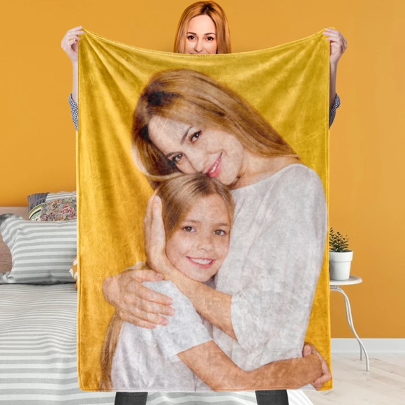 Picture of Photo Blankets Custom Gift Personalized Blanket Custom Memorial Blankets For Mother's Day Gift