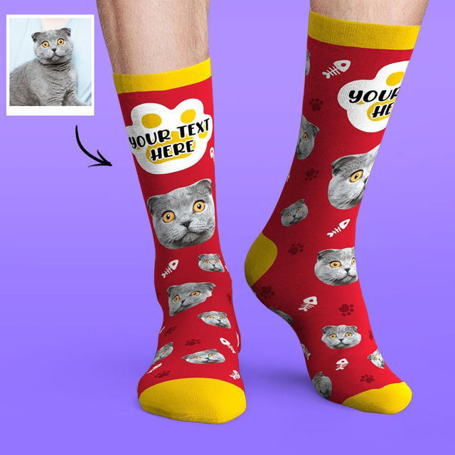 Picture of Custom Face Socks Colorful Candy Series Soft And Comfortable Cat Socks