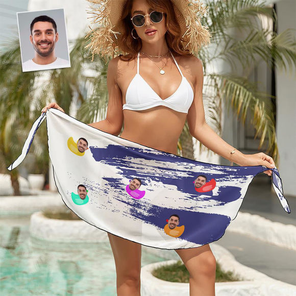 Picture of Personalize Photo Custom Face Beach Wrap Women Short Sarongs