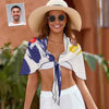 Bild von Personalisieren Sie Foto-kundenspezifisches Gesicht-Strand-Wickel-Frauen-kurze Sarongs