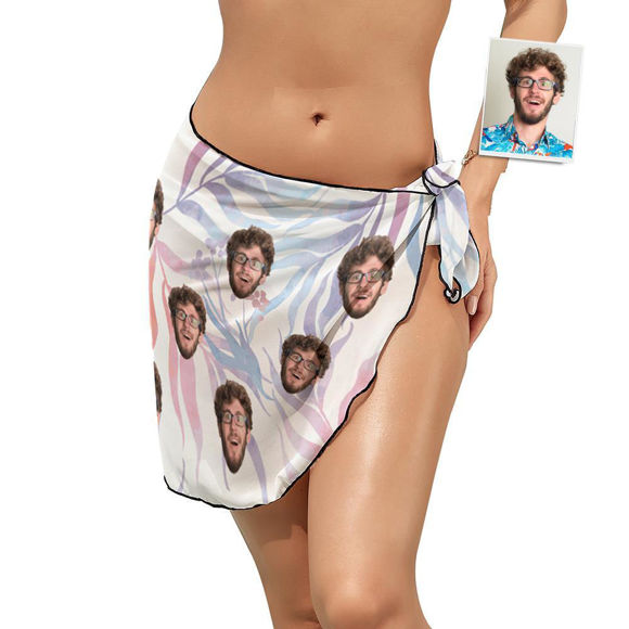 Picture of Personalize Photo Copy Face Beach Wrap Women Short Sarongs