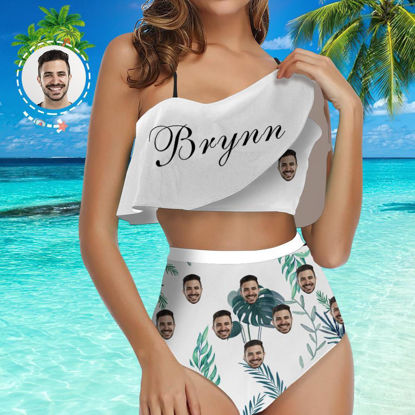 Immagine di Personalizza il vestito a due pezzi del bikini delle donne del fronte della copia della foto