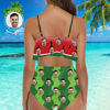 Bild von Personalisieren Fotokopie Gesicht Wassermelone Damen Bikini Zweiteiler