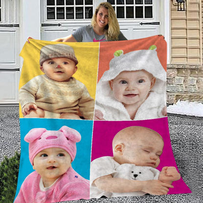 Imagen de Manta infantil personalizada con costura de cuatro imágenes