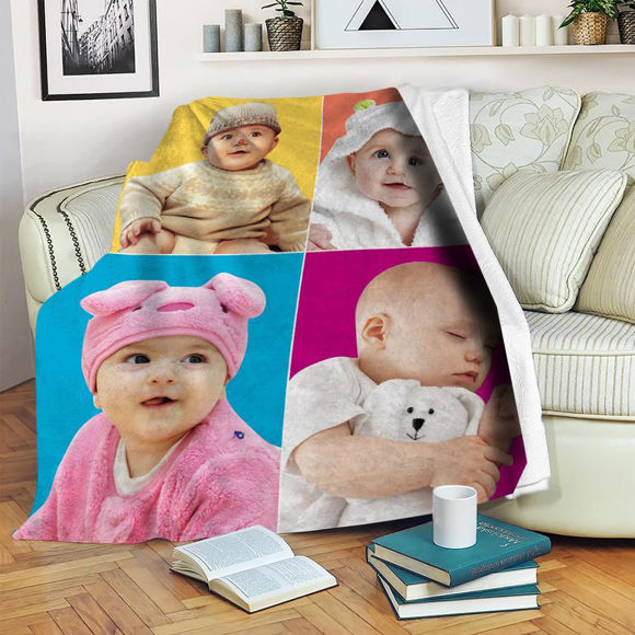 Imagen de Manta infantil personalizada con costura de cuatro imágenes