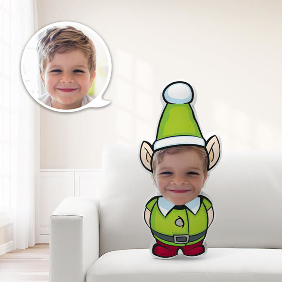 Imagen de Elfo navideño personalizado con orejas grandes Cojín Cojín personalizado único Dale a tu hijo el regalo más significativo