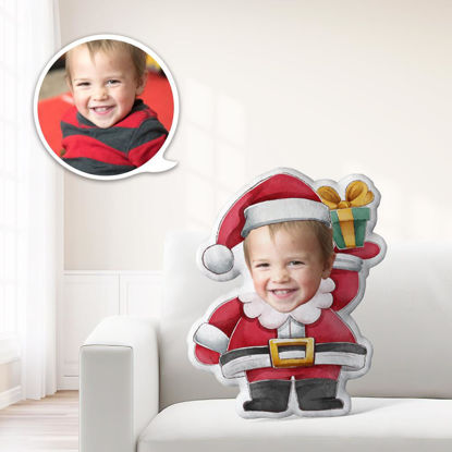 Image de Oreiller de Père Noël mignon personnalisé Coussin de jet personnalisé unique Donnez à votre enfant le cadeau le plus significatif
