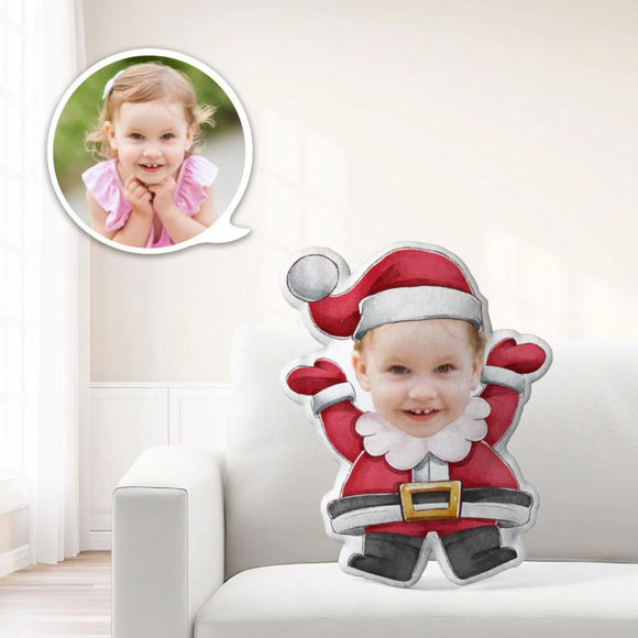 Bild von Custom Cute Santa Throw Pillow Einzigartiger personalisierter Weihnachtsmann mit erhobenen Händen Throw Pillow Geben Sie Ihrem Kind das bedeutungsvollste Geschenk
