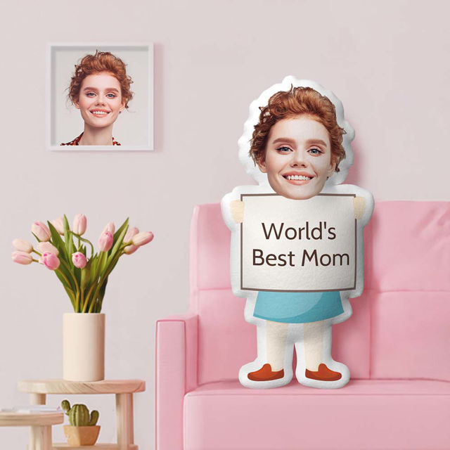Picture of World's Best Mom Custom Face Pillow Personalized Photo Pillow Original Fun Gifts Mother's Day Gifts